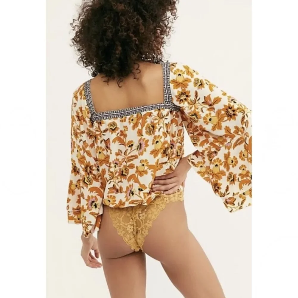 Free People | Intimately Blooming Borders Bodysuit Lace Medium Yellow Orange